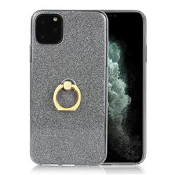 Luxury Soft TPU Glitter Back Ring Cover with 360 Rotate Finger Holder Buckle for iPhone 11 Pro Max (6.5 inch) - Black