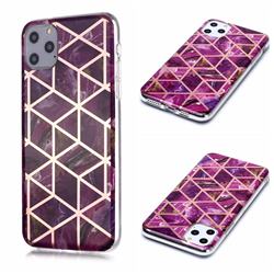 Purple Rhombus Galvanized Rose Gold Marble Phone Back Cover for iPhone 11 Pro Max (6.5 inch)