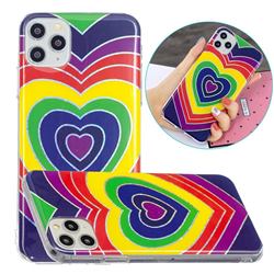 Rainbow Heart Painted Galvanized Electroplating Soft Phone Case Cover for iPhone 11 Pro Max (6.5 inch)