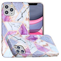 Purple and White Painted Marble Electroplating Protective Case for iPhone 11 Pro Max (6.5 inch)