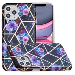 Black Flower Painted Marble Electroplating Protective Case for iPhone 11 Pro Max (6.5 inch)