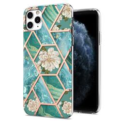 Blue Chrysanthemum Marble Electroplating Protective Case Cover for iPhone 11 Pro Max (6.5 inch)