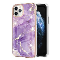 Fashion Purple Electroplated Gold Frame 2.0 Thickness Plating Marble IMD Soft Back Cover for iPhone 11 Pro Max (6.5 inch)