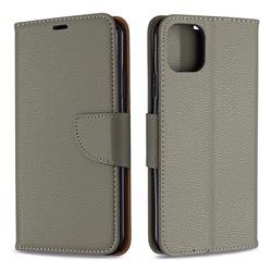 Classic Luxury Litchi Leather Phone Wallet Case for iPhone 11 Pro Max - Gray