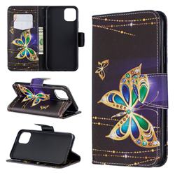 Golden Shining Butterfly Leather Wallet Case for iPhone 11 Pro Max