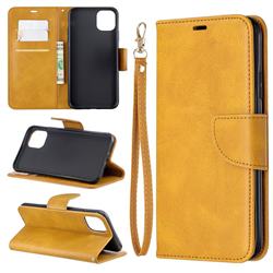 Classic Sheepskin PU Leather Phone Wallet Case for iPhone 11 Pro Max (6.5 inch) - Yellow