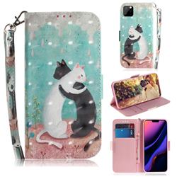 Black and White Cat 3D Painted Leather Wallet Phone Case for iPhone 11 Pro Max (6.5 inch)