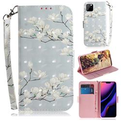 Magnolia Flower 3D Painted Leather Wallet Phone Case for iPhone 11 Pro Max (6.5 inch)