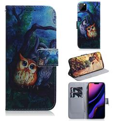 Oil Painting Owl PU Leather Wallet Case for iPhone 11 Pro Max (6.5 inch)
