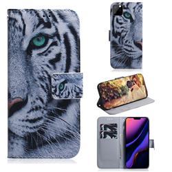 White Tiger PU Leather Wallet Case for iPhone 11 Pro Max (6.5 inch)