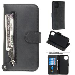 Retro Luxury Zipper Leather Phone Wallet Case for iPhone 11 Pro Max (6.5 inch) - Black