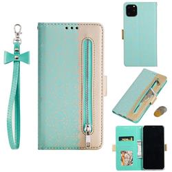 Luxury Lace Zipper Stitching Leather Phone Wallet Case for iPhone 11 Pro Max (6.5 inch) - Green