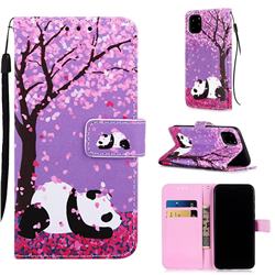 Cherry Blossom Panda Matte Leather Wallet Phone Case for iPhone 11 Pro Max (6.5 inch)