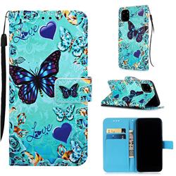 Love Butterfly Matte Leather Wallet Phone Case for iPhone 11 Pro Max (6.5 inch)