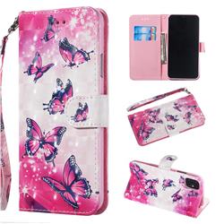 Pink Butterfly 3D Painted Leather Wallet Phone Case for iPhone 11 Pro Max (6.5 inch)