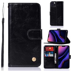 Luxury Retro Leather Wallet Case for iPhone 11 Pro Max (6.5 inch) - Black