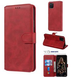 Retro Calf Matte Leather Wallet Phone Case for iPhone 11 Pro Max (6.5 inch) - Red
