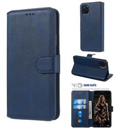 Retro Calf Matte Leather Wallet Phone Case for iPhone 11 Pro Max (6.5 inch) - Blue