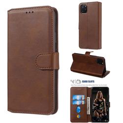 Retro Calf Matte Leather Wallet Phone Case for iPhone 11 Pro Max (6.5 inch) - Brown