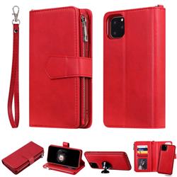 Retro Luxury Multifunction Zipper Leather Phone Wallet for iPhone 11 Pro Max (6.5 inch) - Red