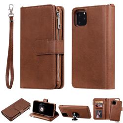 Retro Luxury Multifunction Zipper Leather Phone Wallet for iPhone 11 Pro Max (6.5 inch) - Brown
