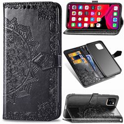 Embossing Imprint Mandala Flower Leather Wallet Case for iPhone 11 Pro Max (6.5 inch) - Black