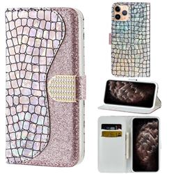 Glitter Diamond Buckle Laser Stitching Leather Wallet Phone Case for iPhone 11 Pro Max (6.5 inch) - Pink