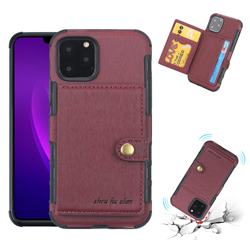 Brush Multi-function Leather Phone Case for iPhone 11 Pro Max (6.5 inch) - Wine Red
