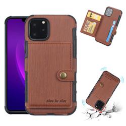 Brush Multi-function Leather Phone Case for iPhone 11 Pro Max (6.5 inch) - Brown
