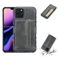 Luxury Shatter-resistant Leather Coated Card Phone Case for iPhone 11 Pro Max (6.5 inch) - Gray