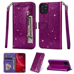 Glitter Shine Leather Zipper Wallet Phone Case for iPhone 11 Pro Max (6.5 inch) - Purple