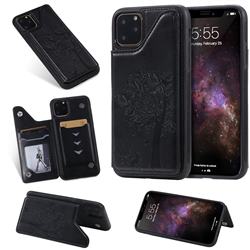 Luxury R61 Tree Cat Magnetic Stand Card Leather Phone Case for iPhone 11 Pro Max (6.5 inch) - Black