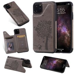 Luxury R61 Tree Cat Magnetic Stand Card Leather Phone Case for iPhone 11 Pro Max (6.5 inch) - Gray