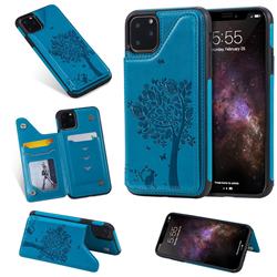 Luxury R61 Tree Cat Magnetic Stand Card Leather Phone Case for iPhone 11 Pro Max (6.5 inch) - Blue
