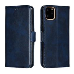 Retro Classic Calf Pattern Leather Wallet Phone Case for iPhone 11 Pro Max (6.5 inch) - Blue