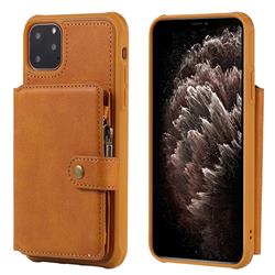Retro Luxury Multifunction Zipper Leather Phone Back Cover for iPhone 11 Pro Max (6.5 inch) - Brown