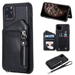 Classic Luxury Buckle Zipper Anti-fall Leather Phone Back Cover for iPhone 11 Pro Max (6.5 inch) - Black