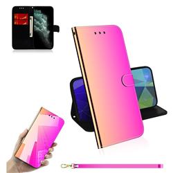 Shining Mirror Like Surface Leather Wallet Case for iPhone 11 Pro Max (6.5 inch) - Rainbow Gradient