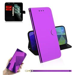 Shining Mirror Like Surface Leather Wallet Case for iPhone 11 Pro Max (6.5 inch) - Purple