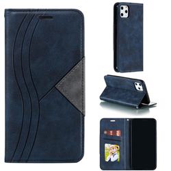 Retro S Streak Magnetic Leather Wallet Phone Case for iPhone 11 Pro Max (6.5 inch) - Blue