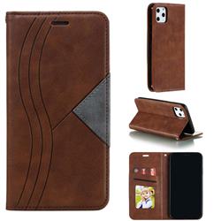 Retro S Streak Magnetic Leather Wallet Phone Case for iPhone 11 Pro Max (6.5 inch) - Brown
