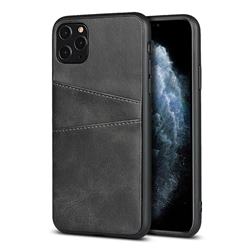 Simple Calf Card Slots Mobile Phone Back Cover for iPhone 11 Pro Max (6.5 inch) - Black