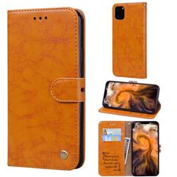 Luxury Retro Oil Wax PU Leather Wallet Phone Case for iPhone 11 Pro Max (6.5 inch) - Orange Yellow