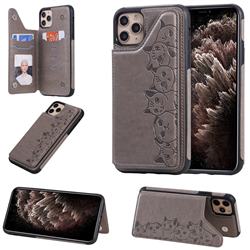 Yikatu Luxury Cute Cats Multifunction Magnetic Card Slots Stand Leather Back Cover for iPhone 11 Pro Max (6.5 inch) - Gray