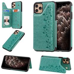 Yikatu Luxury Cute Cats Multifunction Magnetic Card Slots Stand Leather Back Cover for iPhone 11 Pro Max (6.5 inch) - Green