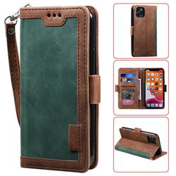 Luxury Retro Stitching Leather Wallet Phone Case for iPhone 11 Pro Max (6.5 inch) - Dark Green