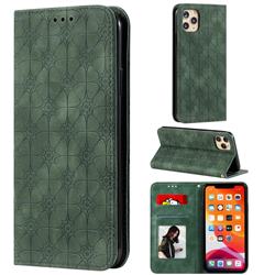 Intricate Embossing Four Leaf Clover Leather Wallet Case for iPhone 11 Pro Max (6.5 inch) - Blackish Green