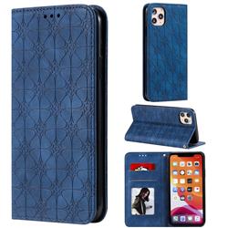 Intricate Embossing Four Leaf Clover Leather Wallet Case for iPhone 11 Pro Max (6.5 inch) - Dark Blue