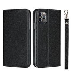 Ultra Slim Magnetic Automatic Suction Silk Lanyard Leather Flip Cover for iPhone 11 Pro Max (6.5 inch) - Black