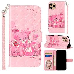 Pink Bear 3D Leather Phone Holster Wallet Case for iPhone 11 Pro Max (6.5 inch)